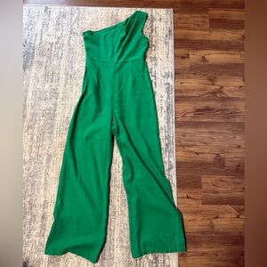 SHEIN One-Shoulder Green Jumpsuit